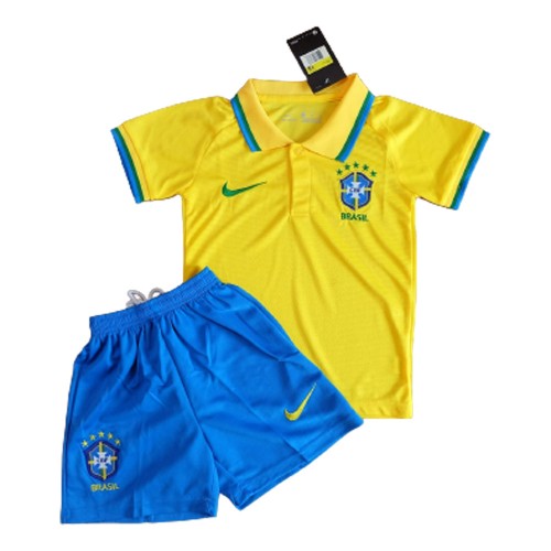 Brasilien VM 2022 Hjemmebanetrøje Børn Kortærmet